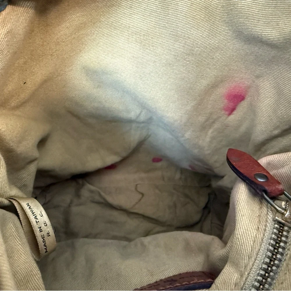 Vintage Polo RALPH LAUREN Green Tartan Plaid Leather Drawstring Bucket Bag 90s - Picture 12 of 16